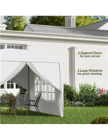 Outsunny 3 x 3m Pop Up Gazebo, Wedding Party Canopy Tent Marquee with Carry Bag and Windows, White