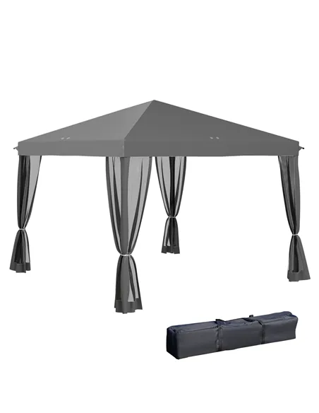 Outsunny 3 x 3 m Pop Up Gazebo, 420D Garden Tent Canopy with Removable Mesh Sidewall Netting, Carry Bag for Garden Patio Outdoor