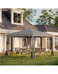 Outsunny 3 x 3 m Pop Up Gazebo, 420D Garden Tent Canopy with Removable Mesh Sidewall Netting, Carry Bag for Garden Patio Outdoor 2