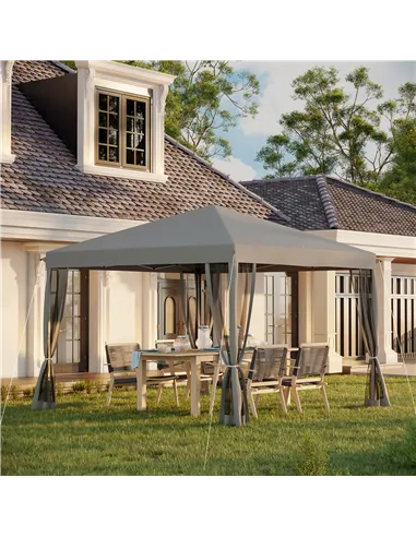 Outsunny 3 x 3 m Pop Up Gazebo, 420D Garden Tent Canopy with Removable Mesh Sidewall Netting, Carry Bag for Garden Patio Outdoor