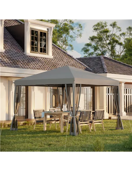 Outsunny 3 x 3 m Pop Up Gazebo, 420D Garden Tent Canopy with Removable Mesh Sidewall Netting, Carry Bag for Garden Patio Outdoor