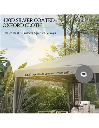 Outsunny 3 x 3 m Pop Up Gazebo, 420D Garden Tent Canopy with Removable Mesh Sidewall Netting, Carry Bag for Garden Patio Outdoor