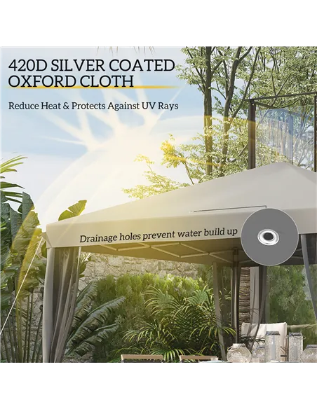 Outsunny 3 x 3 m Pop Up Gazebo, 420D Garden Tent Canopy with Removable Mesh Sidewall Netting, Carry Bag for Garden Patio Outdoor