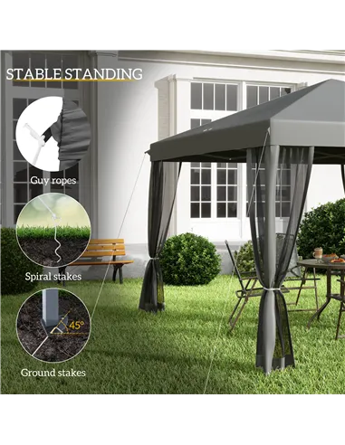 Outsunny 3 x 3 m Pop Up Gazebo, 420D Garden Tent Canopy with Removable Mesh Sidewall Netting, Carry Bag for Garden Patio Outdoor