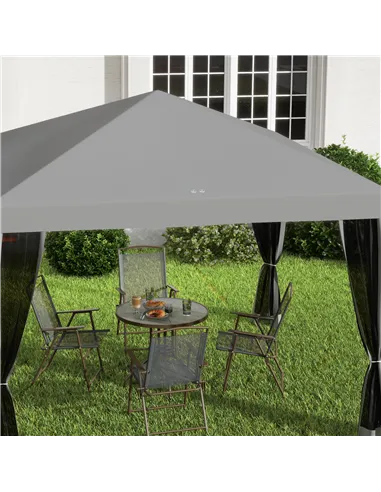 Outsunny 3 x 3 m Pop Up Gazebo, 420D Garden Tent Canopy with Removable Mesh Sidewall Netting, Carry Bag for Garden Patio Outdoor