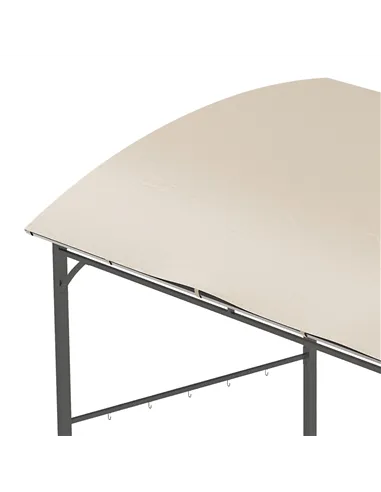 Outsunny 2.2 x 1.5 m BBQ Grill Gazebo Tent, Garden Grill with Metal Frame, Curved Canopy and 10 Hooks, Outdoor Sun Shade, Beige