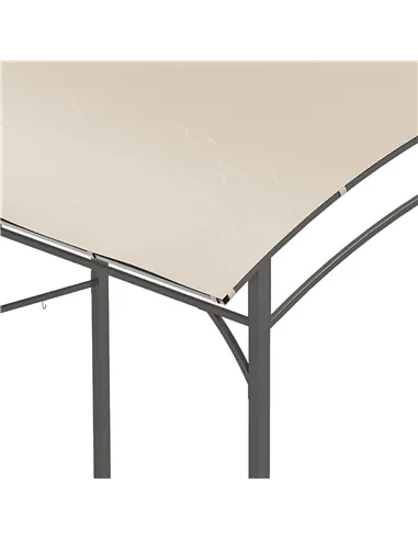 Outsunny 2.2 x 1.5 m BBQ Grill Gazebo Tent, Garden Grill with Metal Frame, Curved Canopy and 10 Hooks, Outdoor Sun Shade, Beige