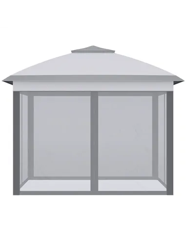 Outsunny 3.3 x 3.3m Pop Up Gazebo, Double Roof Foldable Canopy Tent with Zipped Mesh Sidewalls, Height Adjustable and Carrying B