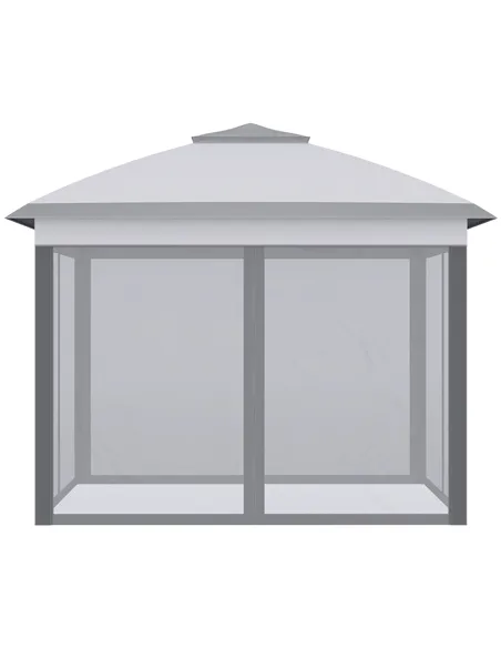 Outsunny 3.3 x 3.3m Pop Up Gazebo, Double Roof Foldable Canopy Tent with Zipped Mesh Sidewalls, Height Adjustable and Carrying B