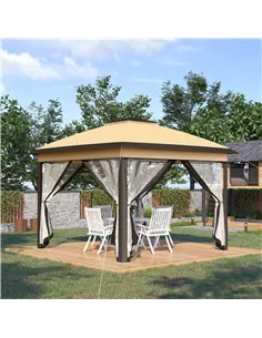 Outsunny 3.3 x 3.3m Pop Up Gazebo, Double Roof Foldable Canopy Tent with Zipped Mesh Sidewalls, Height Adjustable and Carrying B 2