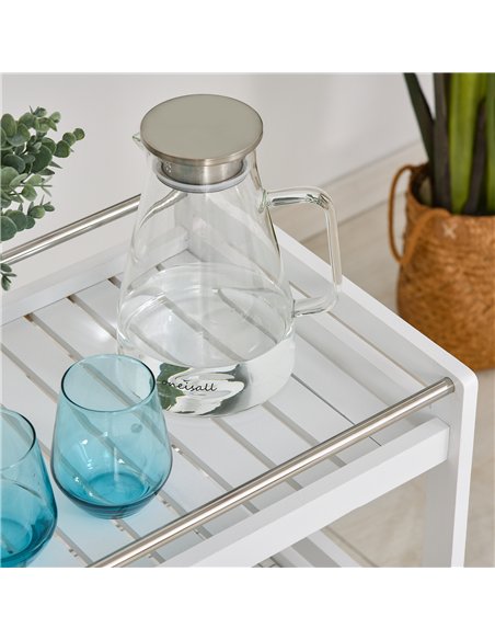 HOMCOM 3-Tier Home Trolley Kitchen Storage Cart w/ Steel Bars 4 Universal Wheels Rolling Unit Organiser Living Room White