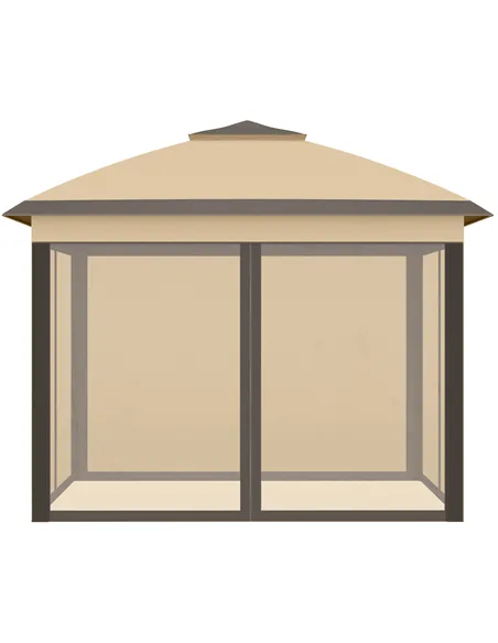 Outsunny 3.3 x 3.3m Pop Up Gazebo, Double Roof Foldable Canopy Tent with Zipped Mesh Sidewalls, Height Adjustable and Carrying B