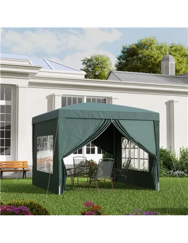 Outsunny 3 x 3m Pop Up Gazebo, Wedding Party Canopy Tent Marquee with Carry Bag and Windows, Green