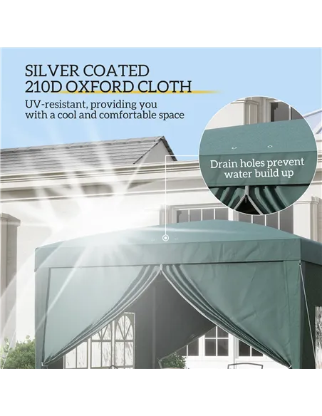 Outsunny 3 x 3m Pop Up Gazebo, Wedding Party Canopy Tent Marquee with Carry Bag and Windows, Green