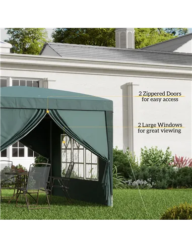 Outsunny 3 x 3m Pop Up Gazebo, Wedding Party Canopy Tent Marquee with Carry Bag and Windows, Green
