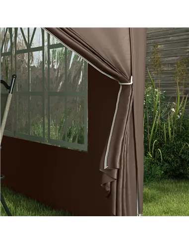 Outsunny 3 x 3 m Pop Up Gazebo, Wedding Party Canopy Tent Marquee with Carry Bag and Windows, Coffee