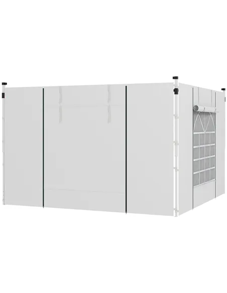 Outsunny Gazebo Side Panels, 2 Pack Sides Replacement, for 3x3(m) or 3x6m Pop Up Gazebo, with Windows and Doors, White
