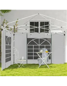 Outsunny Gazebo Side Panels, 2 Pack Sides Replacement, for 3x3(m) or 3x6m Pop Up Gazebo, with Windows and Doors, White 2