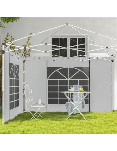 Outsunny Gazebo Side Panels, 2 Pack Sides Replacement, for 3x3(m) or 3x6m Pop Up Gazebo, with Windows and Doors, White