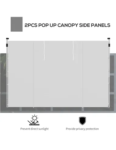 Outsunny Gazebo Side Panels, 2 Pack Sides Replacement, for 3x3(m) or 3x6m Pop Up Gazebo, with Windows and Doors, White