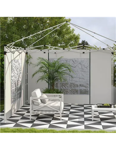 Outsunny Gazebo Side Panels, 2 Pack Sides Replacement, for 3x3(m) or 3x6m Pop Up Gazebo, with Windows and Doors, White