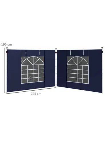 Outsunny Set of Two 195 x 295cm Replacement Gazebo Side Walls - Blue