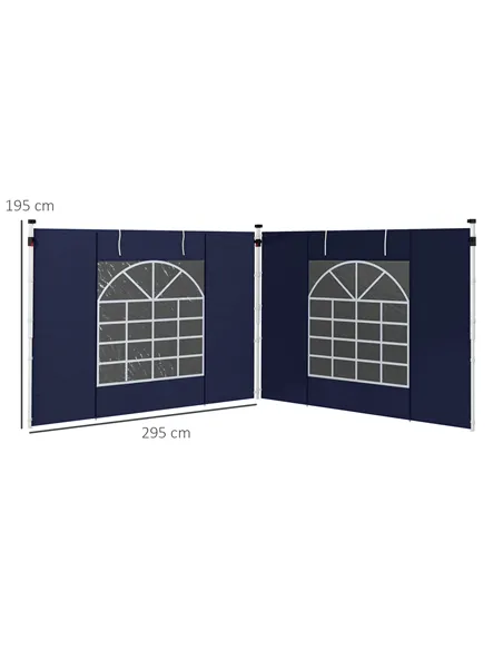 Outsunny Set of Two 195 x 295cm Replacement Gazebo Side Walls - Blue