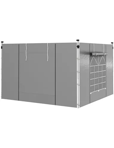 Outsunny Gazebo Side Panels, 2 Pack Sides Replacement, for 3x3(m) or 3x6m Pop Up Gazebo, with Windows and Doors, Light Grey