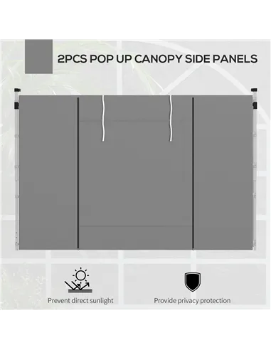 Outsunny Gazebo Side Panels, 2 Pack Sides Replacement, for 3x3(m) or 3x6m Pop Up Gazebo, with Windows and Doors, Light Grey