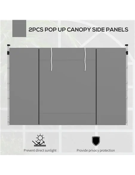 Outsunny Gazebo Side Panels, 2 Pack Sides Replacement, for 3x3(m) or 3x6m Pop Up Gazebo, with Windows and Doors, Light Grey