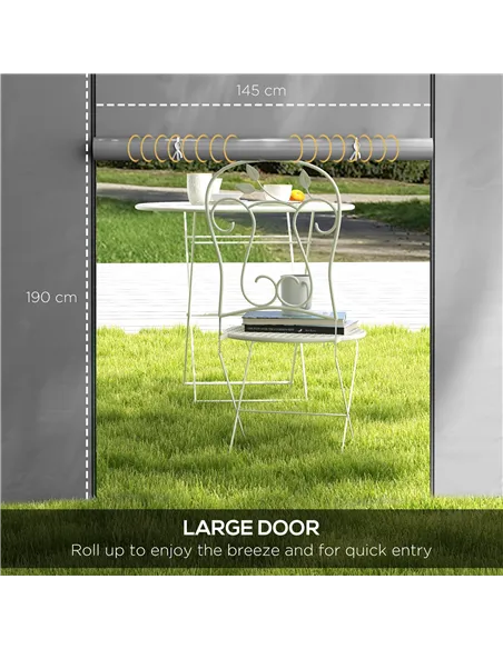 Outsunny Gazebo Side Panels, 2 Pack Sides Replacement, for 3x3(m) or 3x6m Pop Up Gazebo, with Windows and Doors, Light Grey