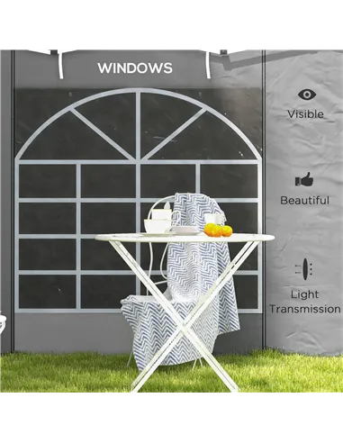 Outsunny Gazebo Side Panels, 2 Pack Sides Replacement, for 3x3(m) or 3x6m Pop Up Gazebo, with Windows and Doors, Light Grey