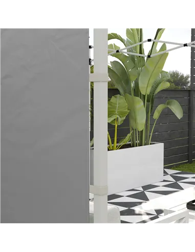 Outsunny Gazebo Side Panels, 2 Pack Sides Replacement, for 3x3(m) or 3x6m Pop Up Gazebo, with Windows and Doors, Light Grey