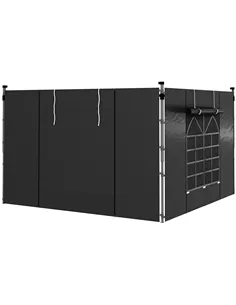 Outsunny Gazebo Side Panels, 2 Pack Sides Replacement, for 3x3(m) or 3x6m Pop Up Gazebo, with Windows and Doors, Black