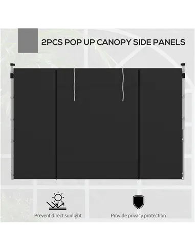 Outsunny Gazebo Side Panels, 2 Pack Sides Replacement, for 3x3(m) or 3x6m Pop Up Gazebo, with Windows and Doors, Black