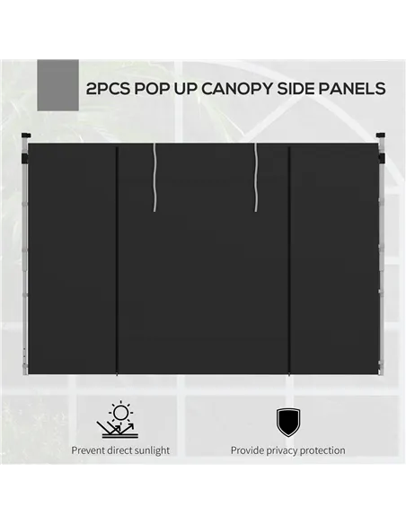 Outsunny Gazebo Side Panels, 2 Pack Sides Replacement, for 3x3(m) or 3x6m Pop Up Gazebo, with Windows and Doors, Black