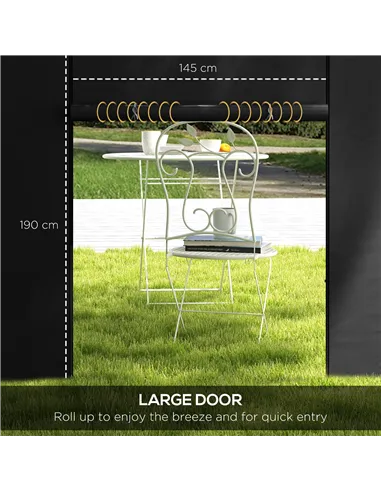 Outsunny Gazebo Side Panels, 2 Pack Sides Replacement, for 3x3(m) or 3x6m Pop Up Gazebo, with Windows and Doors, Black