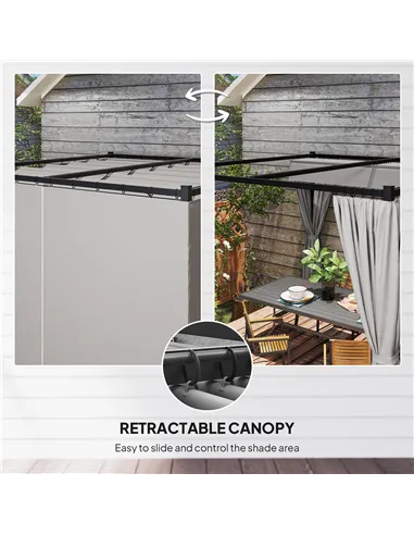 Outsunny 3 x 3m Moving Canopy Metal Pergola, with Curtains - Grey