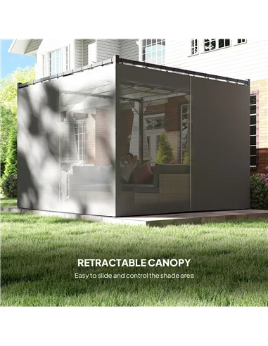 Outsunny 3 x 3m Moving Canopy Metal Pergola, with Curtains - Grey