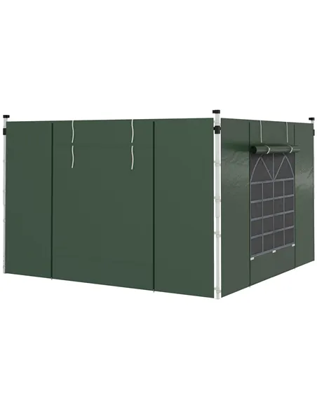 Outsunny Gazebo Side Panels, 2 Pack Sides Replacement, for 3x3(m) or 3x6m Pop Up Gazebo, with Windows and Doors, Green
