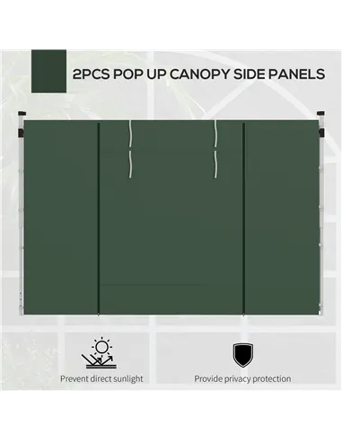 Outsunny Gazebo Side Panels, 2 Pack Sides Replacement, for 3x3(m) or 3x6m Pop Up Gazebo, with Windows and Doors, Green