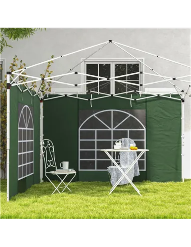 Outsunny Gazebo Side Panels, 2 Pack Sides Replacement, for 3x3(m) or 3x6m Pop Up Gazebo, with Windows and Doors, Green