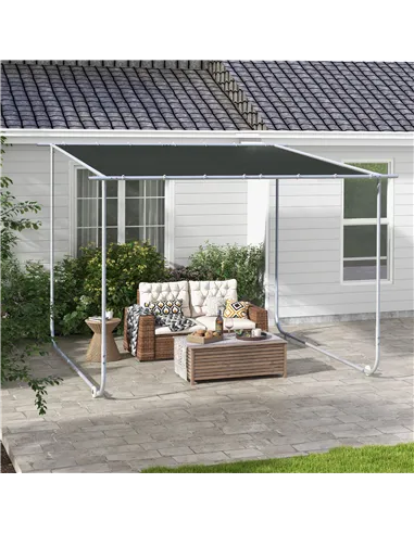 Outsunny 3 x 3(m) Mobile Pergola Kit, Portable Garden Gazebo with Wheels, Sandbags, Steel Frame, UV-Resistant