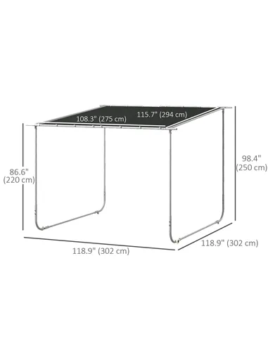 Outsunny 3 x 3(m) Mobile Pergola Kit, Portable Garden Gazebo with Wheels, Sandbags, Steel Frame, UV-Resistant