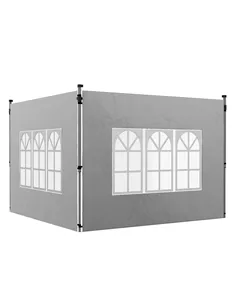 Outsunny Gazebo Side Panels, Sides Replacement with Window for 3x3(m) or 3x4m Pop Up Gazebo, 2 Pack, Grey