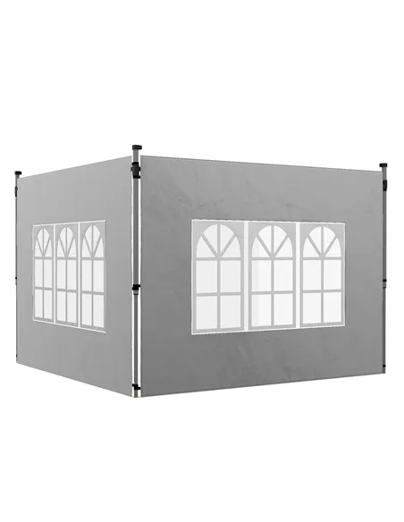 Outsunny Gazebo Side Panels, Sides Replacement with Window for 3x3(m) or 3x4m Pop Up Gazebo, 2 Pack, Grey