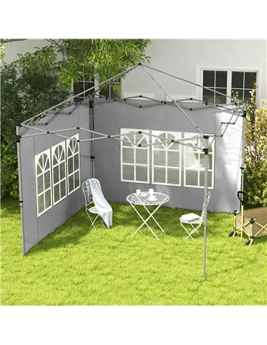 Outsunny Gazebo Side Panels, Sides Replacement with Window for 3x3(m) or 3x4m Pop Up Gazebo, 2 Pack, Grey