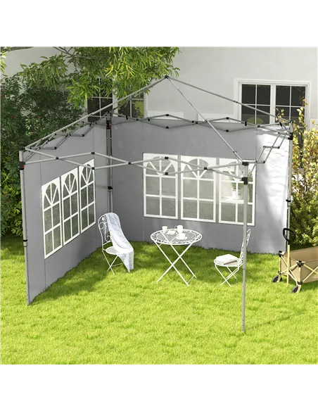 Outsunny Gazebo Side Panels, Sides Replacement with Window for 3x3(m) or 3x4m Pop Up Gazebo, 2 Pack, Grey