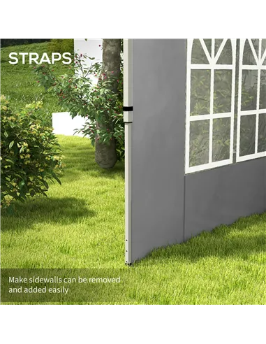 Outsunny Gazebo Side Panels, Sides Replacement with Window for 3x3(m) or 3x4m Pop Up Gazebo, 2 Pack, Grey