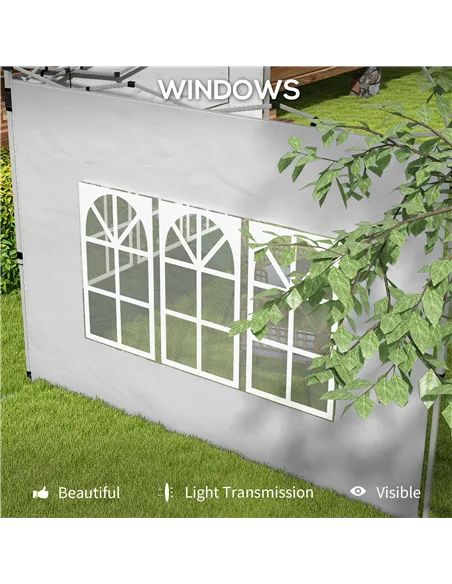 Outsunny Gazebo Side Panels, Sides Replacement with Window for 3x3(m) or 3x4m Pop Up Gazebo, 2 Pack, Grey